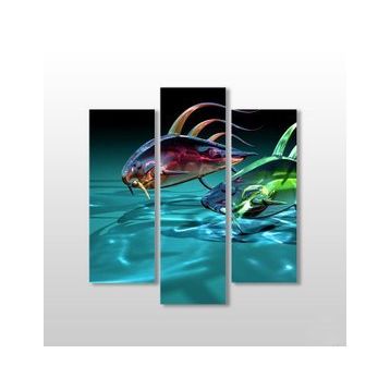 Technopa 3D Deniz Altı ve Balık 75x80 cm Kanvas Tablo