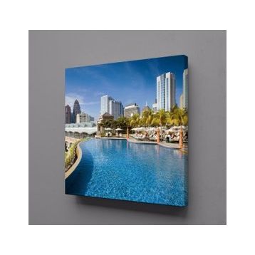 Technopa Akarsu Manzaralı Şehir 110x110 cm Kanvas Tablo