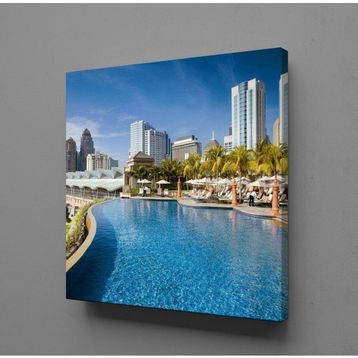 Technopa Akarsu Manzaralı Şehir 30x30 cm Kanvas Tablo