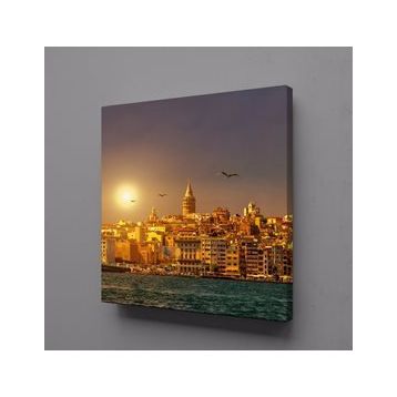 Technopa Akşam Üstü Galata Kulesi 90x90 cm Kanvas Tablo