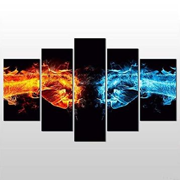 Technopa Ateş ve Su 260x150 cm Kanvas Tablo