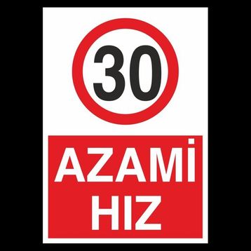 Technopa Azami Hız 30 40 x 60 cm Uyarı Levhası
