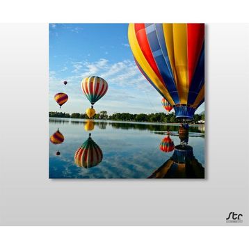 Technopa Balonlar ve Nehir 150x150 cm Kanvas Tablo