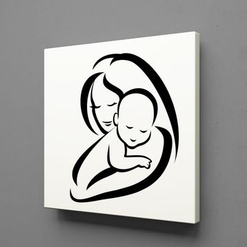 Technopa Bebeğine Sarılan Anne 30x30 cm Kanvas Tablo