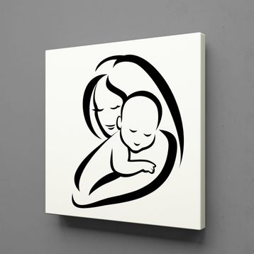 Technopa Bebeğine Sarılan Anne 60x60 cm Kanvas Tablo