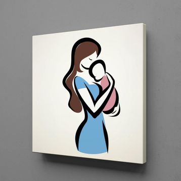 Technopa Bebeğini Kucağına Alan Anne 30x30 cm Kanvas Tablo