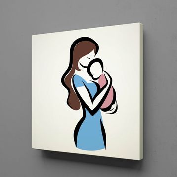 Technopa Bebeğini Kucağına Alan Anne 30x30 cm Kanvas Tablo