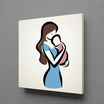 Technopa Bebeğini Kucağına Alan Anne 60x60 cm Kanvas Tablo
