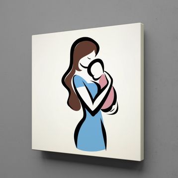 Technopa Bebeğini Kucağına Alan Anne 60x60 cm Kanvas Tablo
