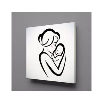 Technopa Bebeğini Öpen Anne 130x130 cm Kanvas Tablo