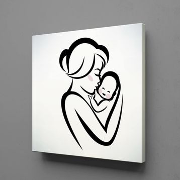 Technopa Bebeğini Öpen Anne 50x50 cm Kanvas Tablo