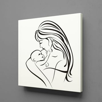 Technopa Bebeğiyle İlgilenen Anne 30x30 cm Kanvas Tablo