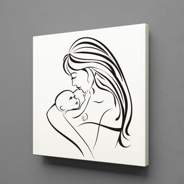 Technopa Bebeğiyle İlgilenen Anne 60x60 cm Kanvas Tablo