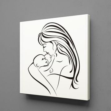 Technopa Bebeğiyle İlgilenen Anne 60x60 cm Kanvas Tablo