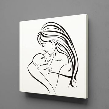 Technopa Bebeğiyle İlgilenen Anne 70x70 cm Kanvas Tablo