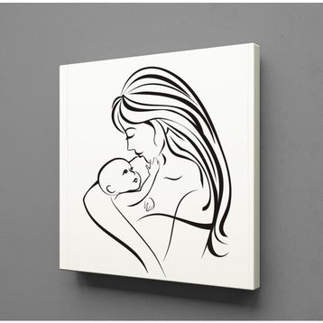 Technopa Bebeğiyle İlgilenen Anne 80x80 cm Kanvas Tablo
