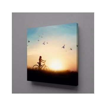 Technopa Bisiklet Süren Kız 60x60 cm Kanvas Tablo