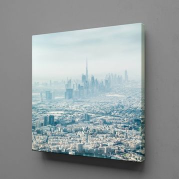 Technopa Buzlu Şehrin Güzelliği 120x120 cm Kare Kanvas Tablo