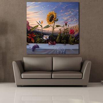 Technopa Çiçekler 100x100 cm Kanvas Tablo
