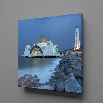Technopa Deniz Kenarında Cami 100x100 cm Kanvas Tablo