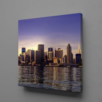 Technopa Deniz Manzaralı Şehir 25x25 cm Kanvas Tablo