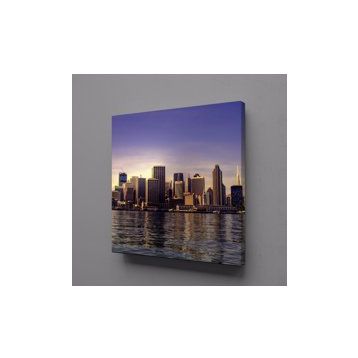 Technopa Deniz Manzaralı Şehir 25x25 cm Kanvas Tablo