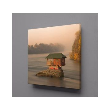 Technopa Denizin Ortasında Ev 70x70 cm Kanvas Tablo