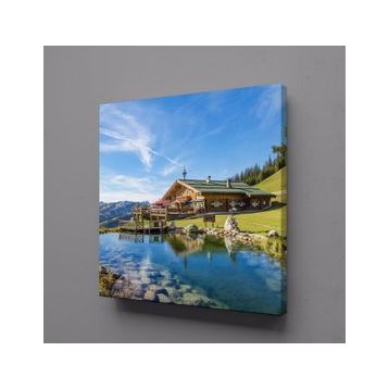 Technopa Doğa ve Ev Manzarası 40x40 cm Kanvas Tablo