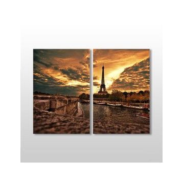Technopa Eyfel Kulesi ve Nehir 90x80 cm Kanvas Tablo