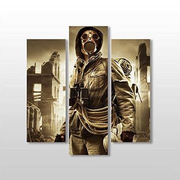 Technopa Gaz Maskeli Adam 138x150 cm Kanvas Tablo