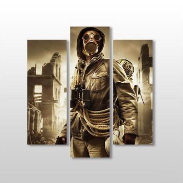 Technopa Gaz Maskeli Adam 75x80 cm Kanvas Tablo