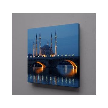 Technopa Gece Cami Köprü 70x70 cm Kanvas Tablo