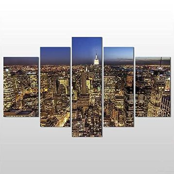 Technopa Gece Şehir Manzarası 105x60 cm Kanvas Tablo