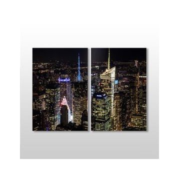Technopa Gece Şehir Manzarası 110x100 cm Kanvas Tablo
