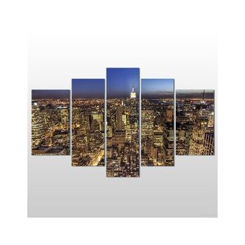 Technopa Gece Şehir Manzarası 140x80 cm Kanvas Tablo