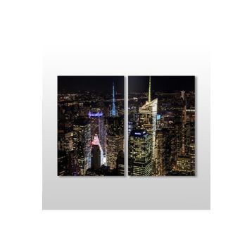 Technopa Gece Şehir Manzarası 80x70 cm Kanvas Tablo