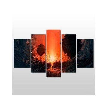 Technopa Girdap Kızıl 208x120 cm Kanvas Tablo