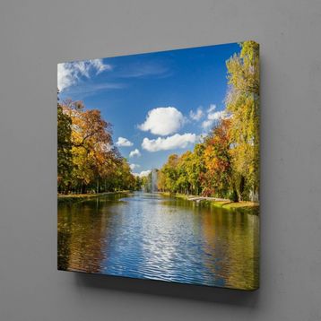 Technopa Göl ve Ağaçlar 80x80 cm Kanvas Tablo
