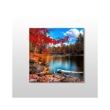 Technopa Göl ve Sonbahar 90x90 cm Kanvas Tablo