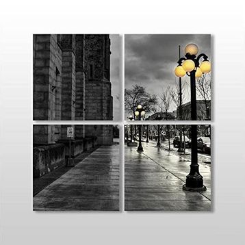 Technopa Gold Sokak Lambaları 100x100 cm Kanvas Tablo