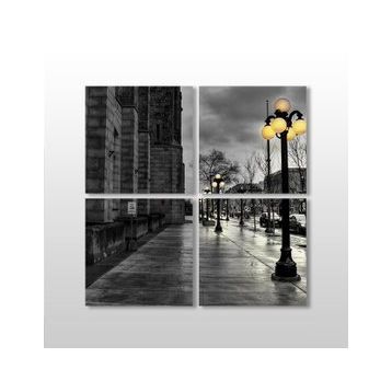 Technopa Gold Sokak Lambaları 130x130 cm Kanvas Tablo
