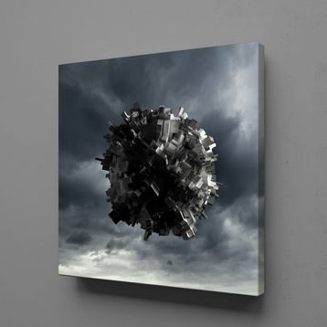 Technopa Gri Siyah 60x60 cm Kanvas Tablo