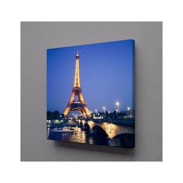 Technopa Işıklı Eyfel Kulesi 60x60 cm Kare Kanvas Tablo