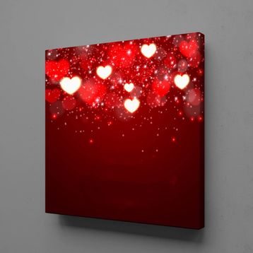 Technopa Işıklı Kalpler 120x120 cm Kanvas Tablo