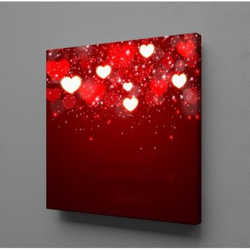 Technopa Işıklı Kalpler 25x25 cm Kanvas Tablo