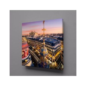 Technopa Işıklı Şehir 110x110 cm Kanvas Tablo