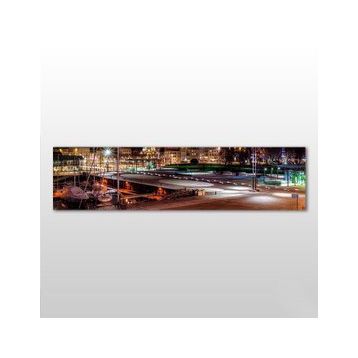 Technopa Işıklı Şehir 60x20 cm Kanvas Tablo