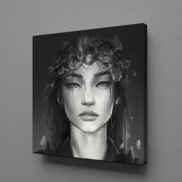 Technopa Kadın Siyah Beyaz 140x140 cm Kanvas Tablo