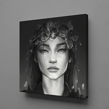 Technopa Kadın Siyah Beyaz 150x150 cm Kanvas Tablo