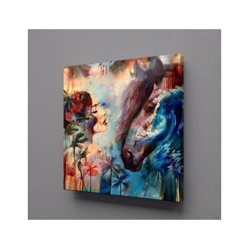 Technopa Kadın ve At 100x100 cm Kanvas Tablo